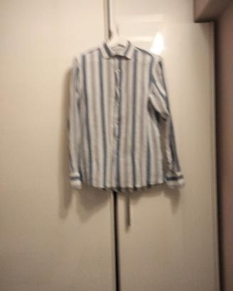 camicia uomo righe lino e cotone 