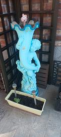 Statua in terracotta + 3 sedioline