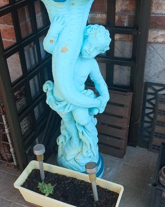 Statua in terracotta + 3 sedioline