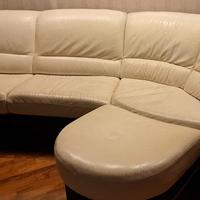 Divano vera pelle 3 posti con angolo dx+puff