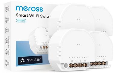 Meross Interruttore WiFi Matter, 4 Pcs, Filo Neutr