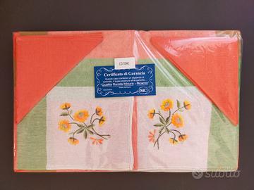 Tovaglia ricamata in cotone 12 posti