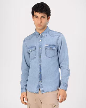 CAMICIA GUESS DENIM IN TESSUTO JEANS TAGLIA L