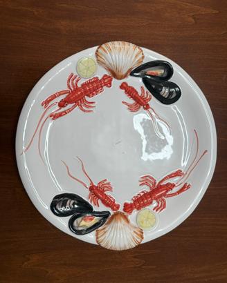 piatto da portata vintage con frutti di mare