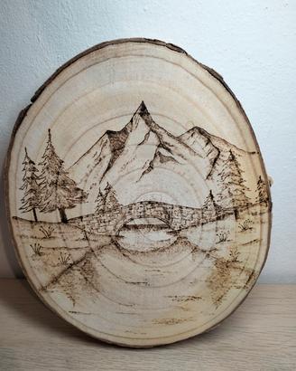 paesaggio su legno