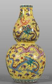 antico vaso cinese a doppia zucca