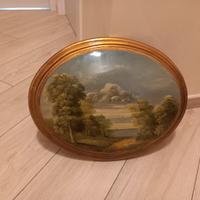 quadro con paesaggio ovale bombato 