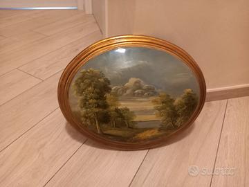 quadro con paesaggio ovale bombato 