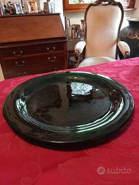 Piatto grande centrotavola in vetro verde  Empoli