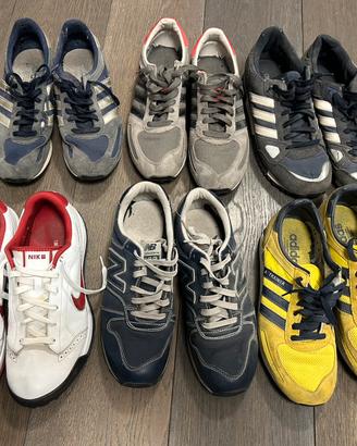 6 paia di scarpe 42, Adidas, New Balance e golf
