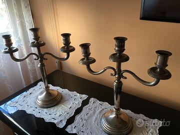 coppia candelabri in argento 800