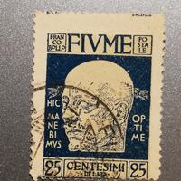 francobollo 1920 FIUME 25 C. DENTELLATURA SPOSTATA