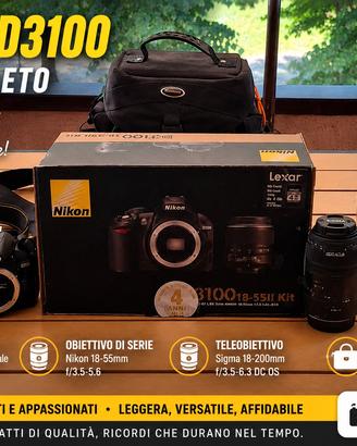 Nikon D3100+Sigma 18/200 os Kit completo   