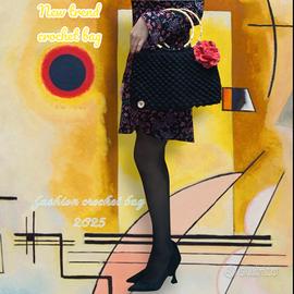 borsa uncinetto nera