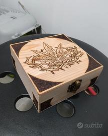 Scatola Cofanetto legno  weed 