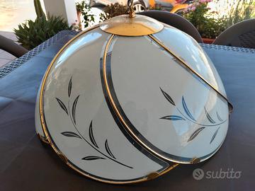 Lampadario vintage a spicchi di vetro curvo