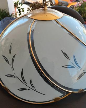 Lampadario vintage a spicchi di vetro curvo