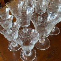 Set calici/coppe dessert vetro inciso vintage