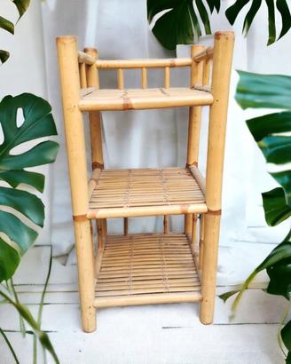 scaffale-libreria in bambù anni 70 vintage 