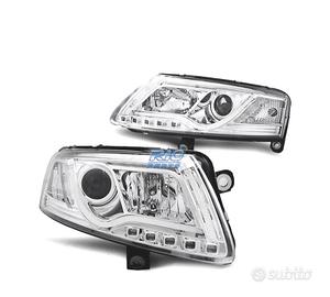 FARI PER AUDI A6 4F 04-08 TUBE LIGHT FONDO CROMATO