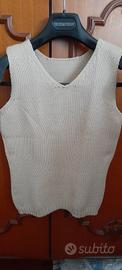 Pullover maglia cotone beige S