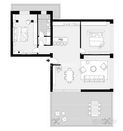 Quadrilocale ristrutturato con open space e terraz