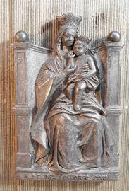 QUADRETTO ANTICO SCULTURA MADONNA CON BAMBINO Gesù
