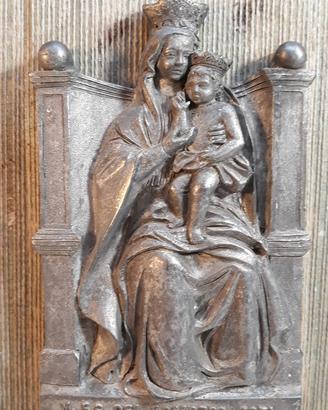 QUADRETTO ANTICO SCULTURA MADONNA CON BAMBINO Gesù