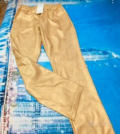 pantaloni ecopelle-oro 