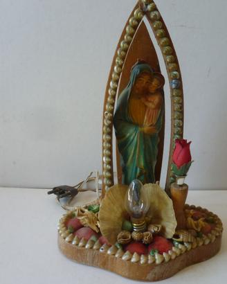 Lampada  abat-jour Madonna con Gesù anni 50