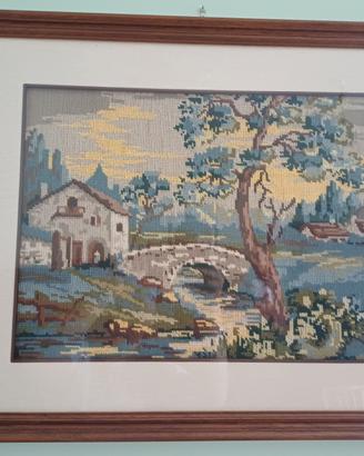 Lotto 8 quadri vintage punto croce / mezzo punto c