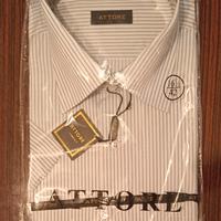 camicia a maniche a corte a righe tg 16_1/2 - 42.