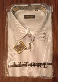 camicia a maniche a corte a righe tg 16_1/2 - 42.