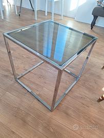 Tavolino  caffe cromo fume'  anni 70