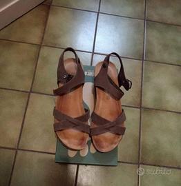 sandali bionatura 39 donna zeppa 6/7 cm marroni