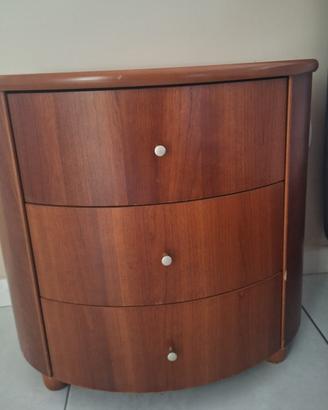 Coppia Comodini Curvi in Legno a 3 Cassetti