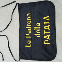 Grembiule corto nuovo con scritta ricamata