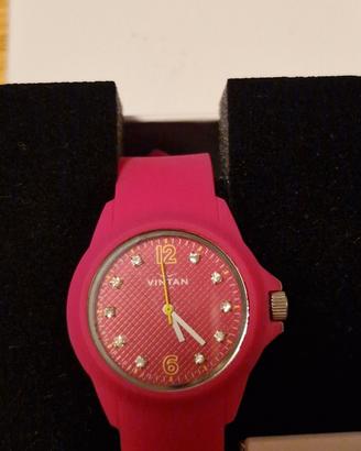 orologio Vintan silicone rosa con brillantini 
