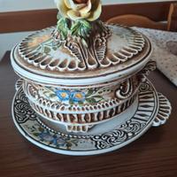 zuppiera/biscottiera Deruta dipinta a mano