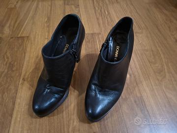 Tronchetti in pelle nera, tg.39, plateau, tacco 10