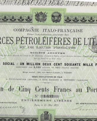 1879 * compagnie italo-francaise sources petroleif