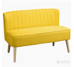 DIVANETTO GIALLO CON PIEDINI IN LEGNO