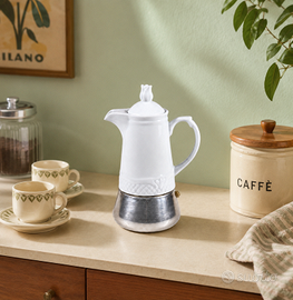 Caffettiera moka porcellana e inox anni '60