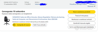 SEDIA DA GAMING NUOVA