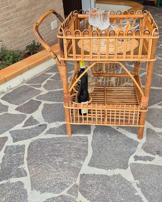 Carrello portavivande in bambù  e midollino