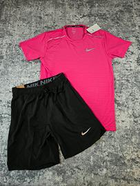 set Nike Miler pantaloncini neri maglia rosa L