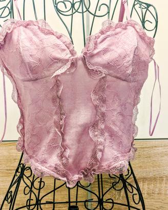 Corsetto / Bustier ZARA in Pizzo rosa ,M