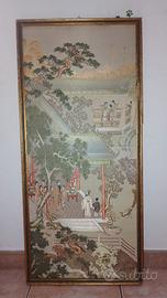Quadro ricamato seta cinese anni 70