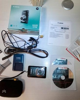 Fotocamera Canon IXUS 117 HS Nera + Custodia