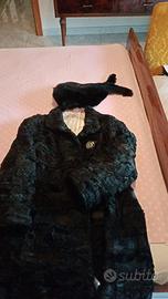 Cappotto pelliccia vera astrakan nero anni 60